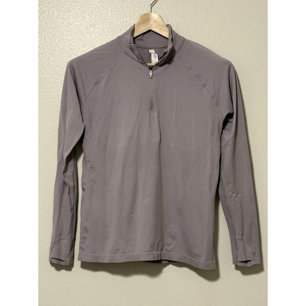 Athleta Momentum Seamless Half Zip Lt Purple Gray Size Large Workout Gym Running